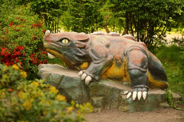 Kiev Ucrânia Maio 2021 Estátua Triceratops Zoológico Público — Fotografia de Stock