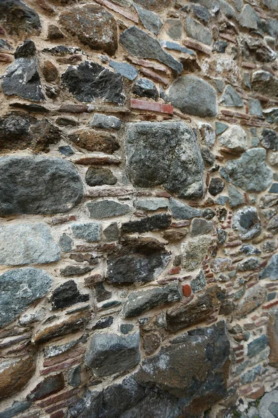 Perspective View Old Pebble Stone Wall Texture — Stock Photo, Image