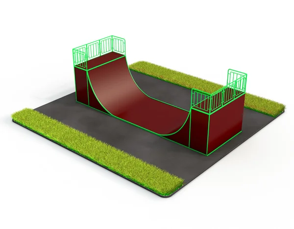 Skatepark on a background of asphalt and grass — Stock Photo, Image