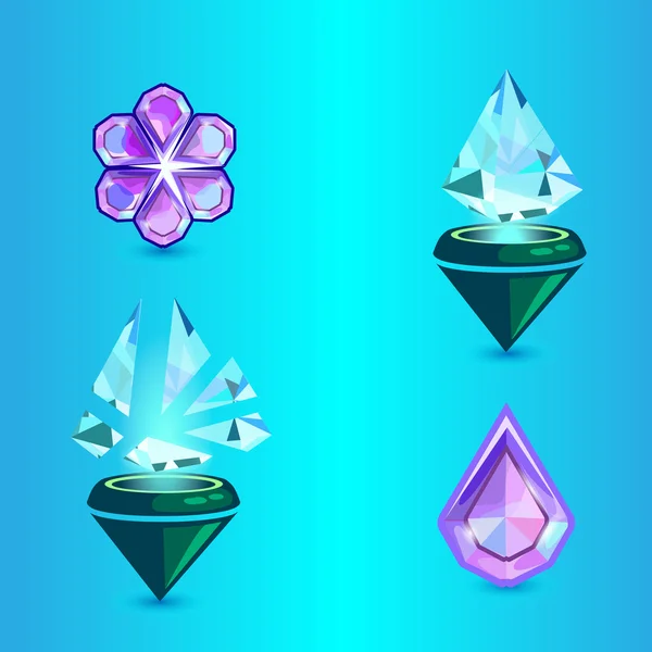 Icono del juego de magia azul y rosa cristal — Archivo Imágenes Vectoriales