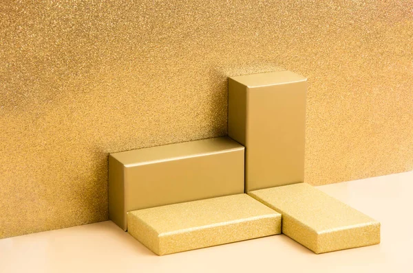 Abstrakcyjne Złote Tło Podium Prezentacji Produktu Beżowym Luksusowym Złotym Tle — Zdjęcie stockowe