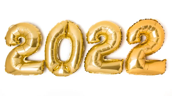 Golden 2022 Balloons Gold Metallic Foil Numbers Happy New Year — Stock Photo, Image