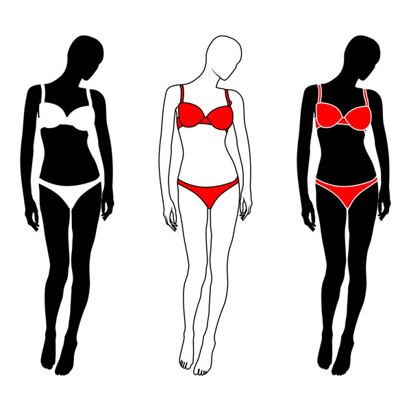 Isolated vector woman silhouette in lingerie