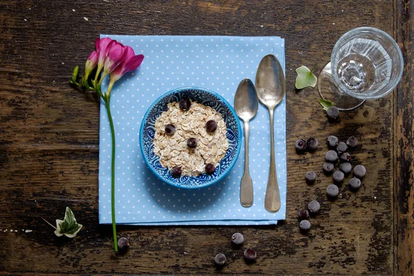 Frühstück Haferbrei Blaubeeren — Stockfoto