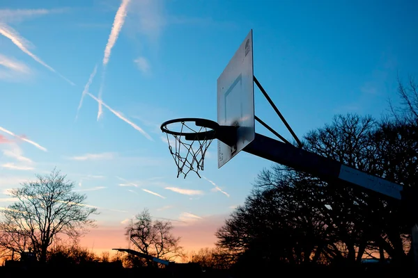 Streetball basket at the sunset — Stock Photo, Image