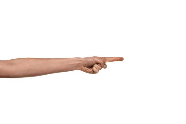 Палець вказує ізольовано на білому — стокове фото