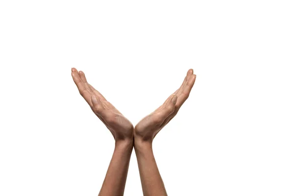 Mãos abertas isoladas sobre branco — Fotografia de Stock