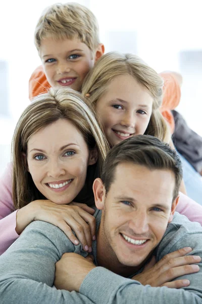 Happy family with two children — Stock Photo, Image