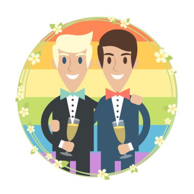 Tebrik kartı erkekler düğün vektör.