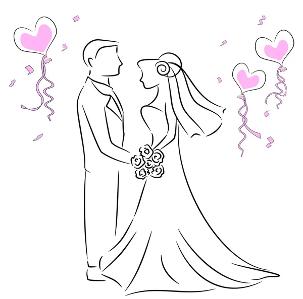 結婚式のカップル — ストックベクタ
