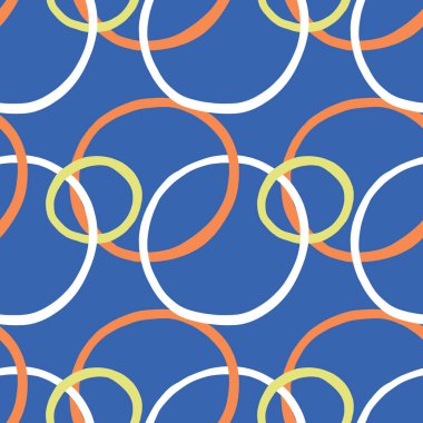 Vektörsüz doku arkaplan deseni. El çizimi, mavi, turuncu, sarı ve beyaz renkler.