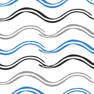 Vektörsüz doku arkaplan deseni. El çizimi, beyaz, siyah, gri ve mavi renkler.