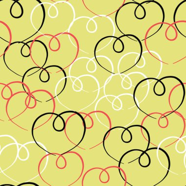 Vektörsüz doku arkaplan deseni. El çizimi, sarı, kırmızı, siyah ve beyaz renkler.