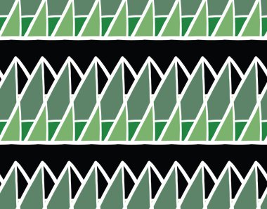 Vektör dokusu arka plan, kusursuz desen. El çizimi, yeşil, siyah ve beyaz renkler.