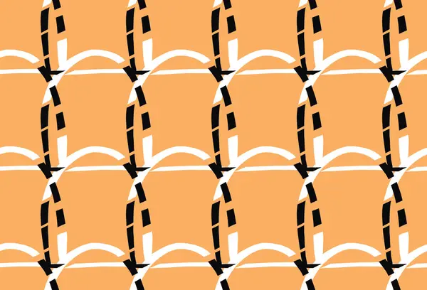 Vektor Textur Hintergrund Nahtloses Muster Handgezeichnet Orange Weiße Und Schwarze — Stockvektor