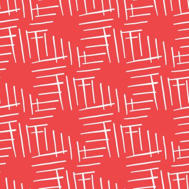 Vektörsüz doku arkaplan deseni. El çizimi, kırmızı ve beyaz renkler.