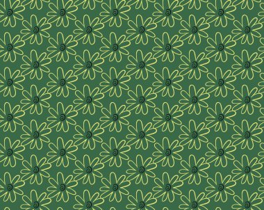 Vektör dokusu arka plan, kusursuz desen. El çizimi, yeşil, sarı ve beyaz renkler.