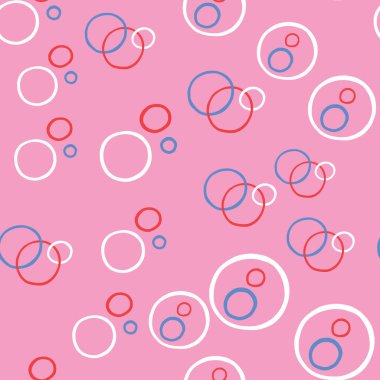 Vektörsüz doku arkaplan deseni. El çizimi, pembe, mavi, kırmızı ve beyaz renkler.