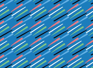 Vektör dokusu arka plan, kusursuz desen. Mavi arkaplanda el çizimi ve renkli.