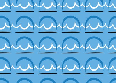 Vektör dokusu arka plan, kusursuz desen. El çizimi, mavi, siyah ve beyaz renkler.