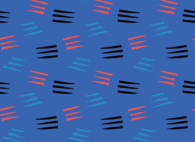 Vektör dokusu arka plan, kusursuz desen. El çizimi, mavi, kırmızı ve siyah renkler.