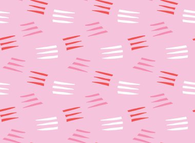 Vektör dokusu arka plan, kusursuz desen. El çizimi, pembe, kırmızı ve beyaz renkler.