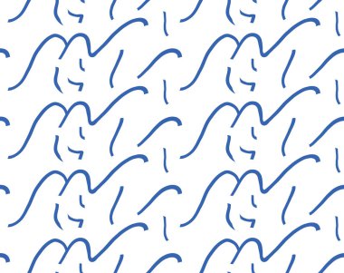 Vektör dokusu arka plan, kusursuz desen. El çizimi, mavi ve beyaz renkler.