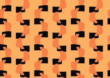 Vektör dokusu arka plan, kusursuz desen. El çizimi, turuncu ve siyah renkler.