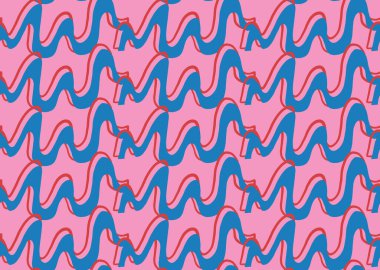 Vektör dokusu arka plan, kusursuz desen. El çizimi, pembe, kırmızı ve mavi renkler.