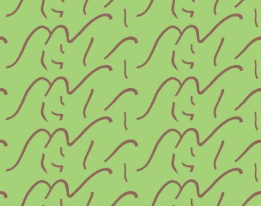 Vektör dokusu arka plan, kusursuz desen. El çizimi, yeşil ve kahverengi renkler.