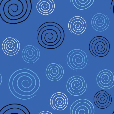 Vektörsüz doku arkaplan deseni. El çizimi, mavi, beyaz ve siyah renkler.