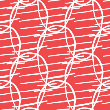 Vektörsüz doku arkaplan deseni. El çizimi, kırmızı ve beyaz renkler.