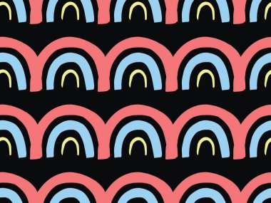 Vektör dokusu arka plan, kusursuz desen. El çizimi, kırmızı, mavi, sarı ve siyah renkler.