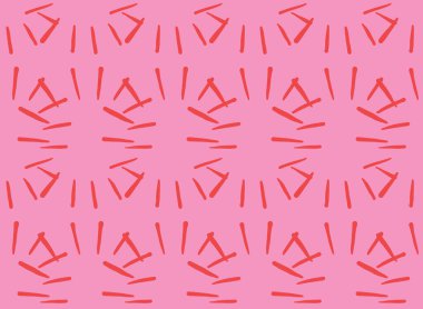 Vektör dokusu arka plan, kusursuz desen. El çizimi, pembe ve kırmızı renkler.