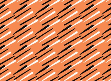 Vektör dokusu arka plan, kusursuz desen. El çizimi, turuncu, siyah ve beyaz renkler.