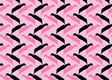 Vektör dokusu arka plan, kusursuz desen. El çizimi, pembe ve siyah renkler.