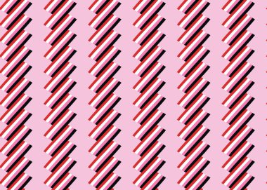 Vektör dokusu arka plan, kusursuz desen. El çizimi, pembe, kırmızı, siyah ve beyaz renkler.