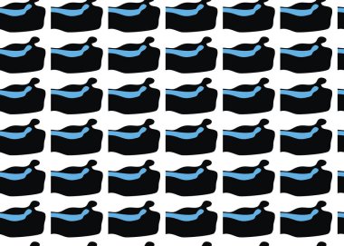 Vektör dokusu arka plan, kusursuz desen. El çizimi, siyah, mavi ve beyaz renkler.