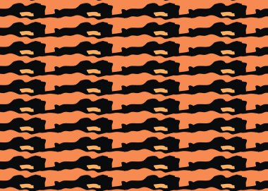 Vektör dokusu arka plan, kusursuz desen. El çizimi, turuncu ve siyah renkler.
