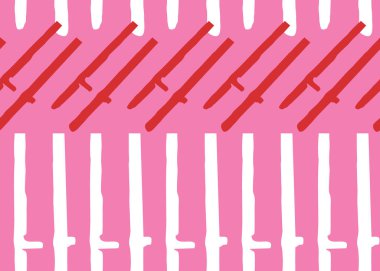 Vektör dokusu arka plan, kusursuz desen. El çizimi, pembe, kırmızı ve beyaz renkler.