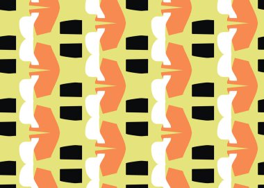 Vektör dokusu arka plan, kusursuz desen. El çizimi, sarı, turuncu, siyah ve beyaz renkler.