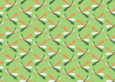 Vektör dokusu arka plan, kusursuz desen. El çizimi, yeşil, turuncu ve beyaz renkler.