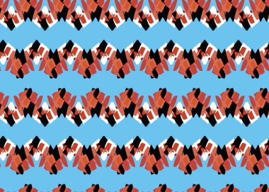 Vektör dokusu arka plan, kusursuz desen. El çizimi, mavi, kırmızı, siyah ve beyaz renkler.