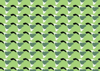 Vektör dokusu arka plan, kusursuz desen. El çizimi, yeşil, beyaz ve siyah renkler.