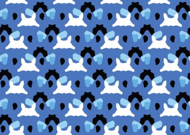 Vektör dokusu arka plan, kusursuz desen. El çizimi, mavi, siyah ve beyaz renkler.