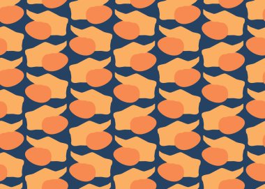 Vektör dokusu arka plan, kusursuz desen. El çizimi, turuncu ve mavi renkler.