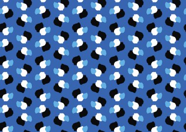 Vektör dokusu arka plan, kusursuz desen. El çizimi, mavi, siyah ve beyaz renkler.