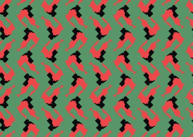 Vektör dokusu arka plan, kusursuz desen. El çizimi, yeşil, kırmızı ve siyah renkler.