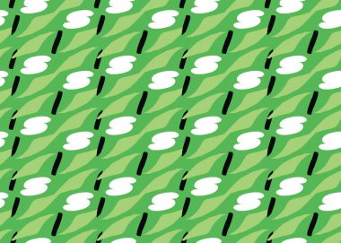 Vektör dokusu arka plan, kusursuz desen. El çizimi, yeşil, beyaz ve siyah renkler.
