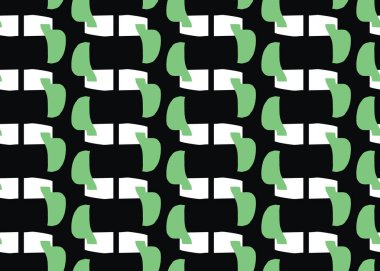 Vektör dokusu arka plan, kusursuz desen. El çizimi, siyah, yeşil ve beyaz renkler.